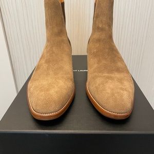 Saint Laurent Beige Suede Wyatt Chelsea Boots Size 41.5 US 8.5